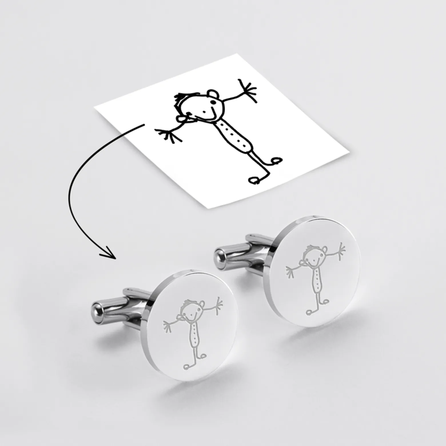 Boutons de manchette personnalisés gravé acier rond 16 mm