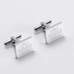 Boutons de manchette personnalisé acier gravés rectangle - Nos petits imparfaits