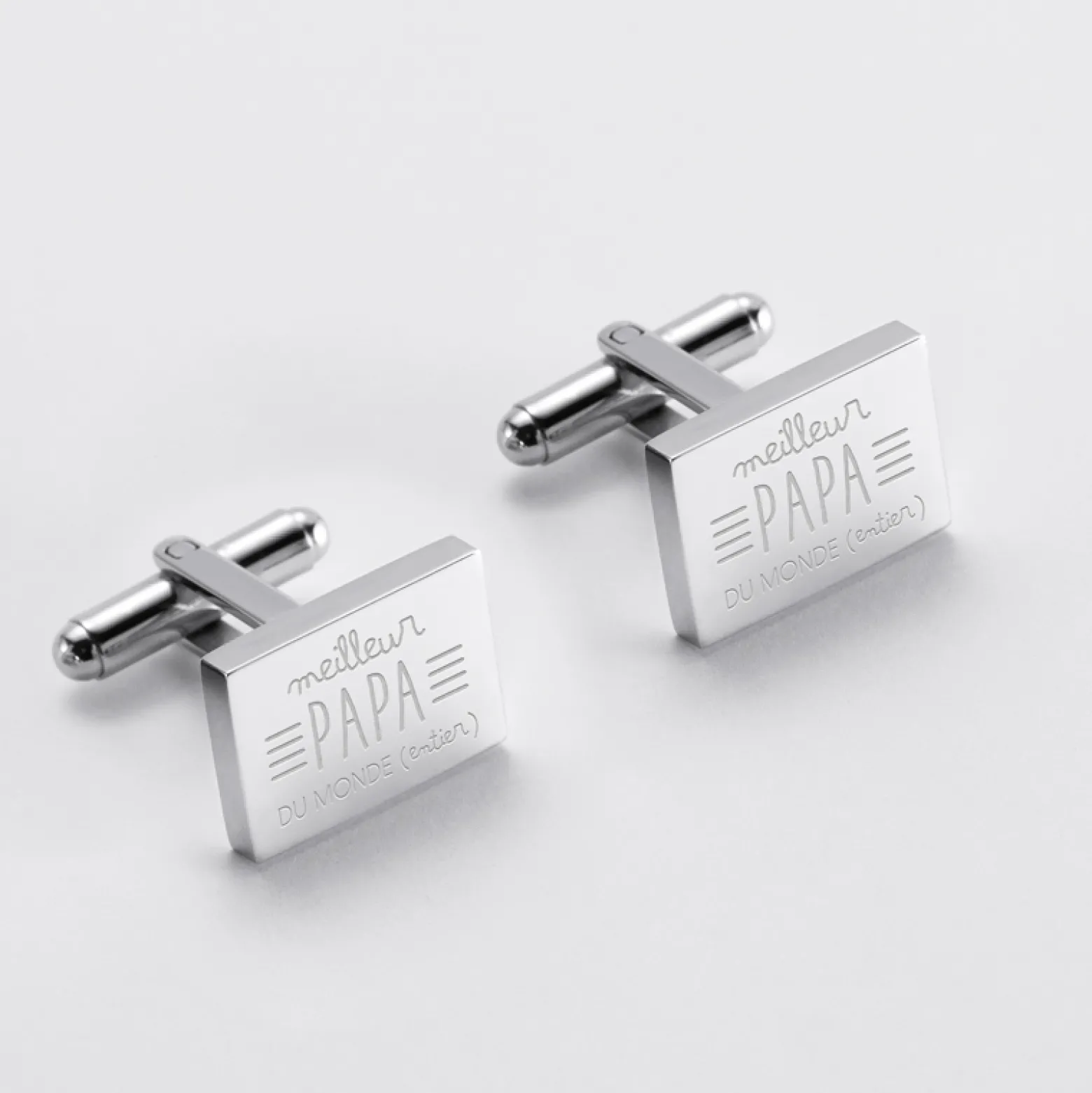 Boutons de manchette personnalisé acier gravés rectangle - Nos petits imparfaits