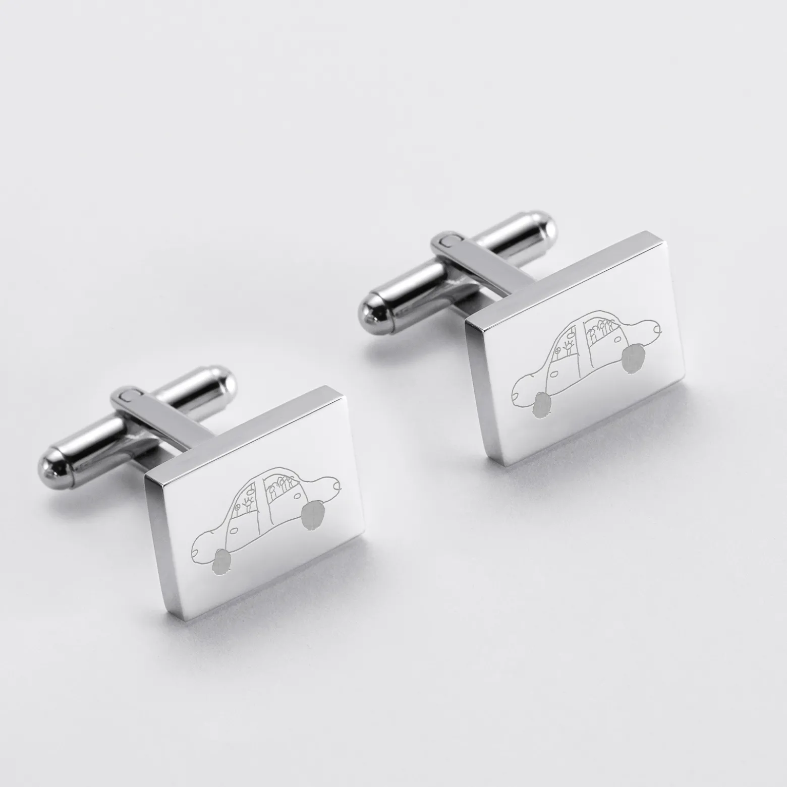 Boutons de manchette personnalisé acier gravés rectangle - Nos petits imparfaits