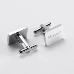 Boutons de manchette personnalisés gravés acier rectangle