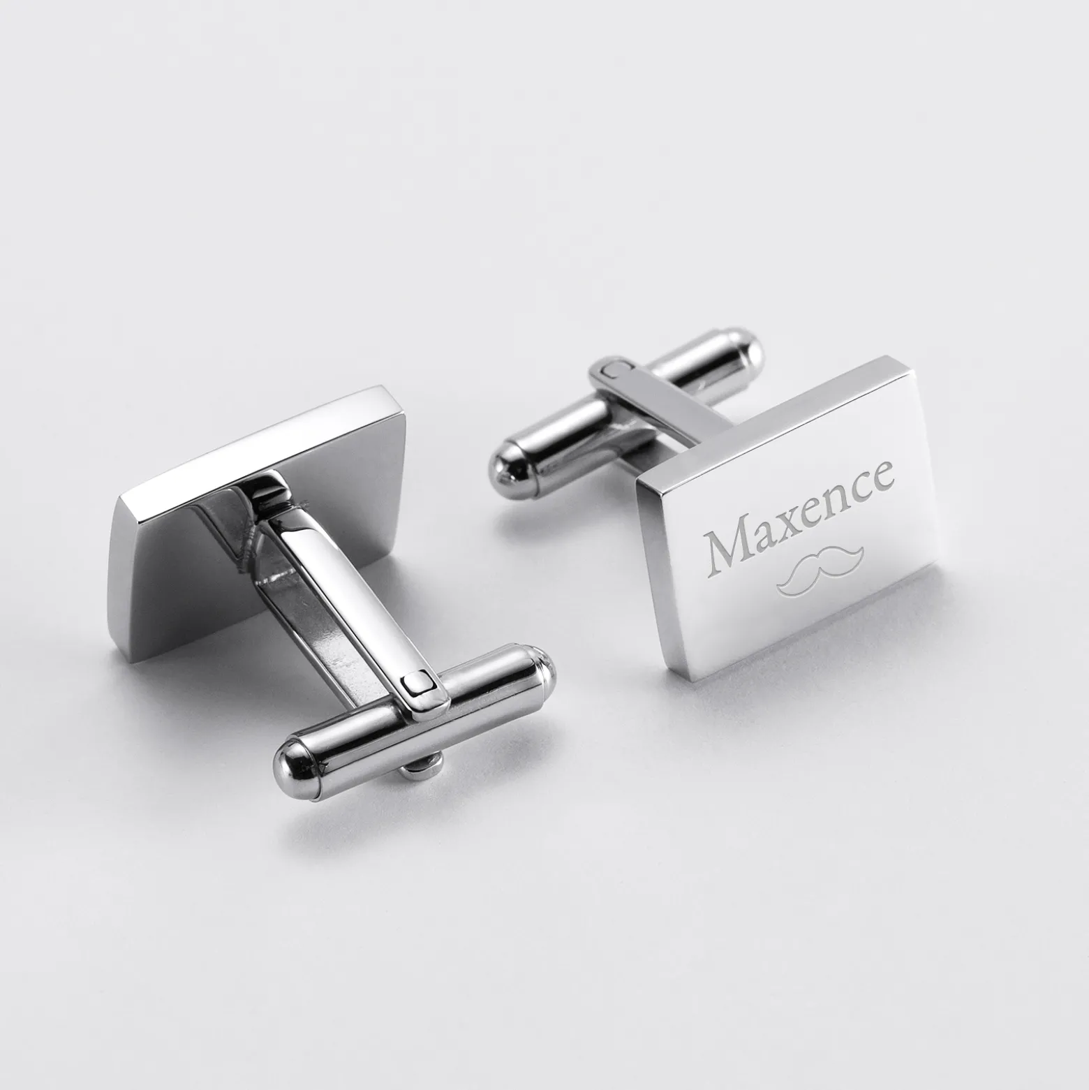 Boutons de manchette personnalisés gravés acier rectangle
