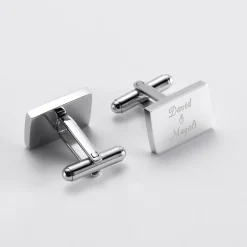 Boutons de manchette personnalisés gravés acier rectangle