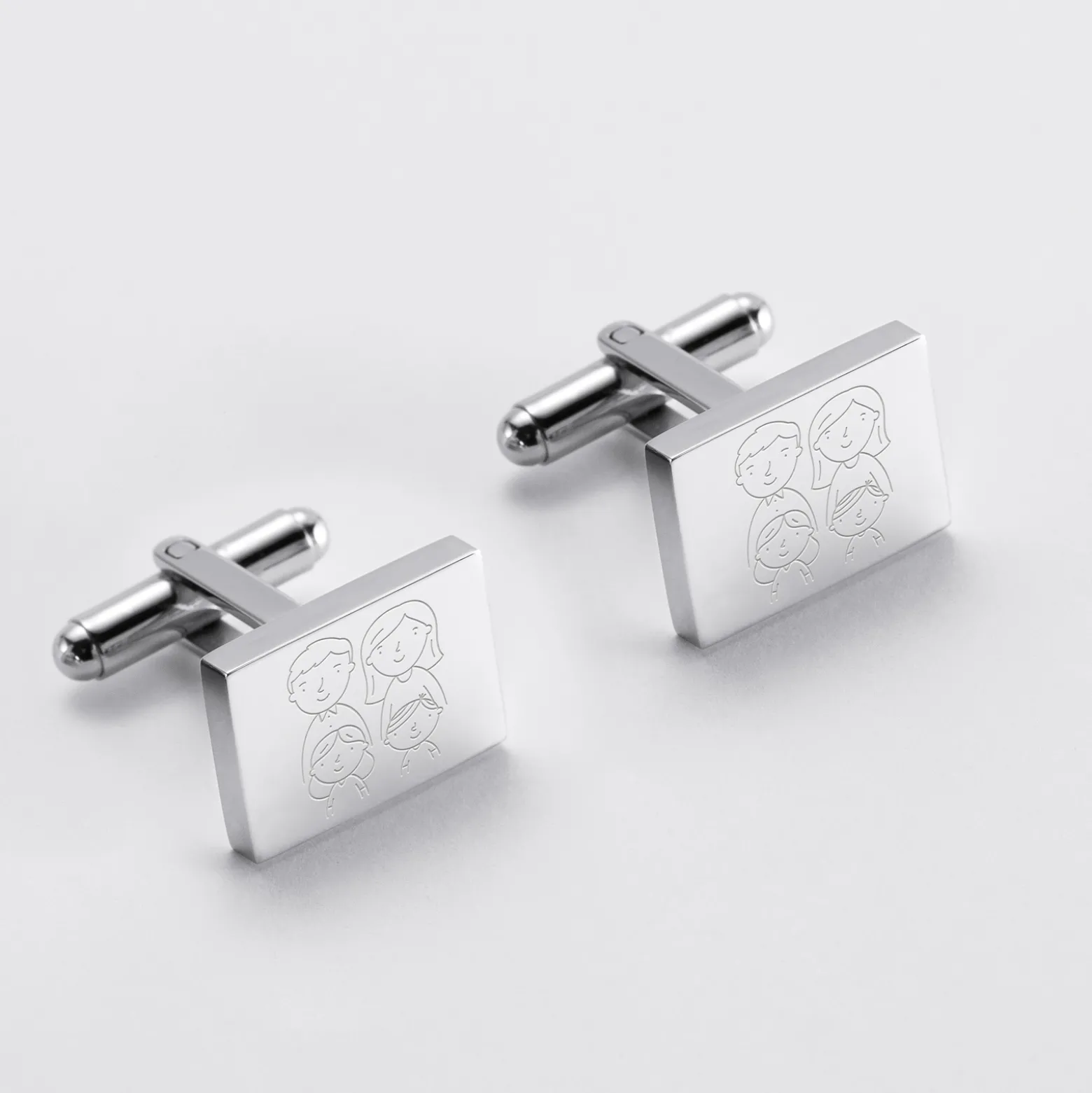 Boutons de manchette personnalisés gravés acier rectangle