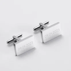 Boutons de manchette personnalisés gravés argent rectangle
