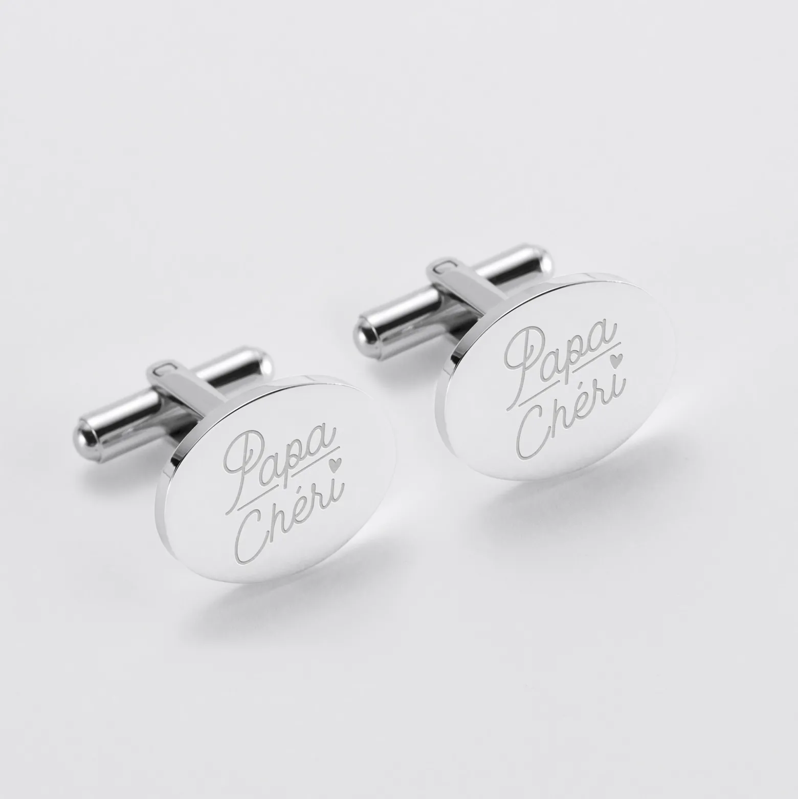 Boutons de manchette personnalisés gravés acier ovale 15x19 mm