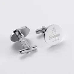Boutons de manchette témoin homme personnalisés gravé acier rond 16 mm