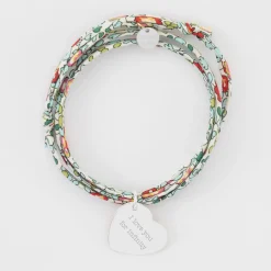 Bracelet 3 tours Liberty personnalisé médaille gravée argent dormeuse coeur 19x21 mm
