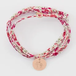 Bracelet 3 tours Liberty personnalisé médaille gravée plaqué or rose 15 mm