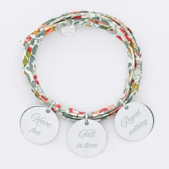 Bracelet 3 tours Liberty personnalisé 3 médailles gravées argent 19 mm