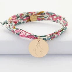 Bracelet 3 tours Liberty personnalisé médaille gravée plaqué or 19 mm - HappyBulle x Barbapapa