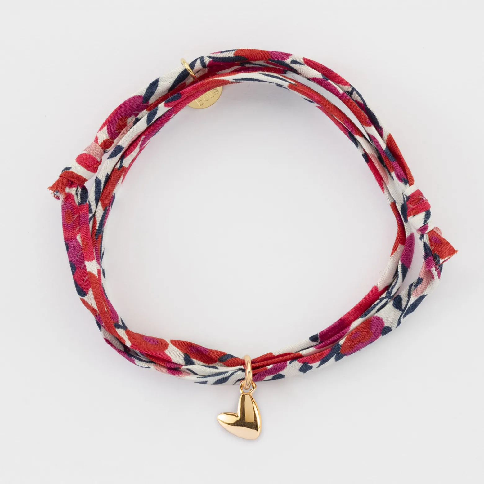 Bracelet 3 tours Liberty petit coeur bombé plaqué or 7 mm - HappyBulle x Atelier Wagram