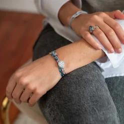 Bracelet 3 tours Liberty personnalisé médaille gravée argent 15 mm