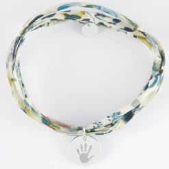 Bracelet 3 tours Liberty personnalisé médaille gravée argent coeur estampillé 15 mm - HappyBulle x Atelier Wagram
