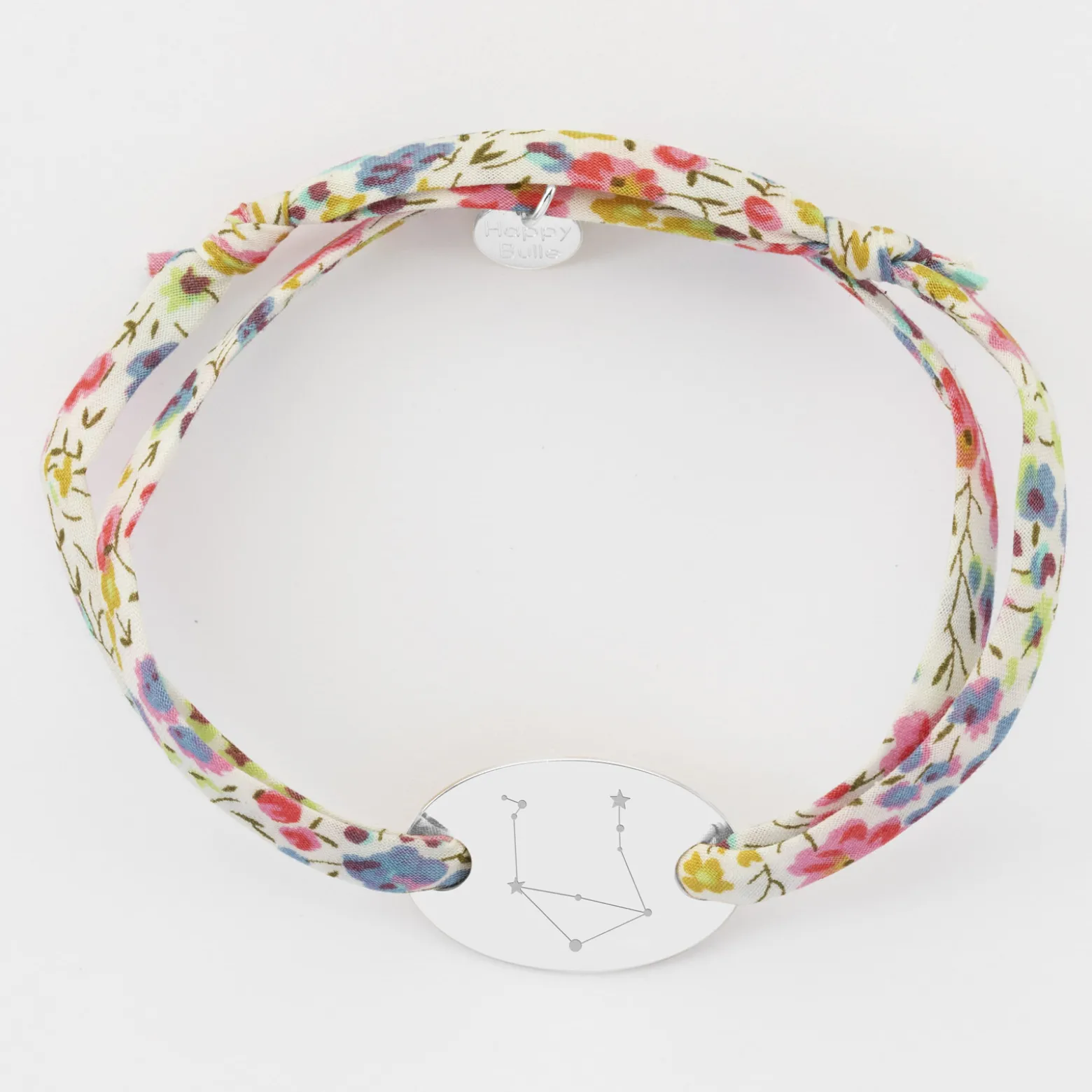 Bracelet 2 tours Liberty personnalisé médaille gravée argent ovale 25x16 mm