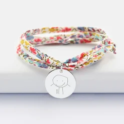 Bracelet 3 tours Liberty personnalisé médaille gravée argent 19 mm