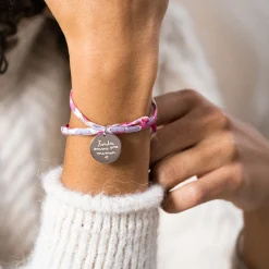 Bracelet 3 tours Liberty personnalisé médaille gravée argent 19 mm