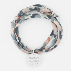 Bracelet 3 tours Liberty personnalisé médaille gravée argent 19 mm