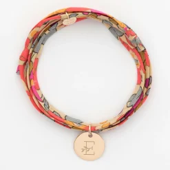 Bracelet 3 tours Liberty personnalisé médaille gravée plaqué or 15 mm - Nos petits imparfaits