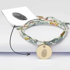 Bracelet 3 tours Liberty personnalisé médaille gravée plaqué or 19 mm