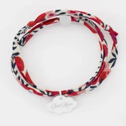 Bracelet 3 tours Liberty personnalisé prénom médaille gravée argent nuage 20x14 mm