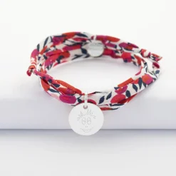 Bracelet 3 tours Liberty personnalisé médaille gravée argent 15 mm - HappyBulle x Barbapapa