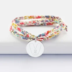 Bracelet 3 tours Liberty personnalisé médaille gravée argent 19 mm - HappyBulle x Barbapapa