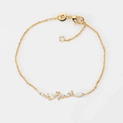 Bracelet chaine barrette scintillante plaqué or