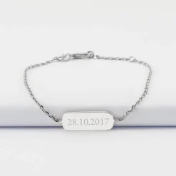 Bracelet chaine enfant personnalisé médaille gravée argent plaque 20x8 mm - Nos petits imparfaits