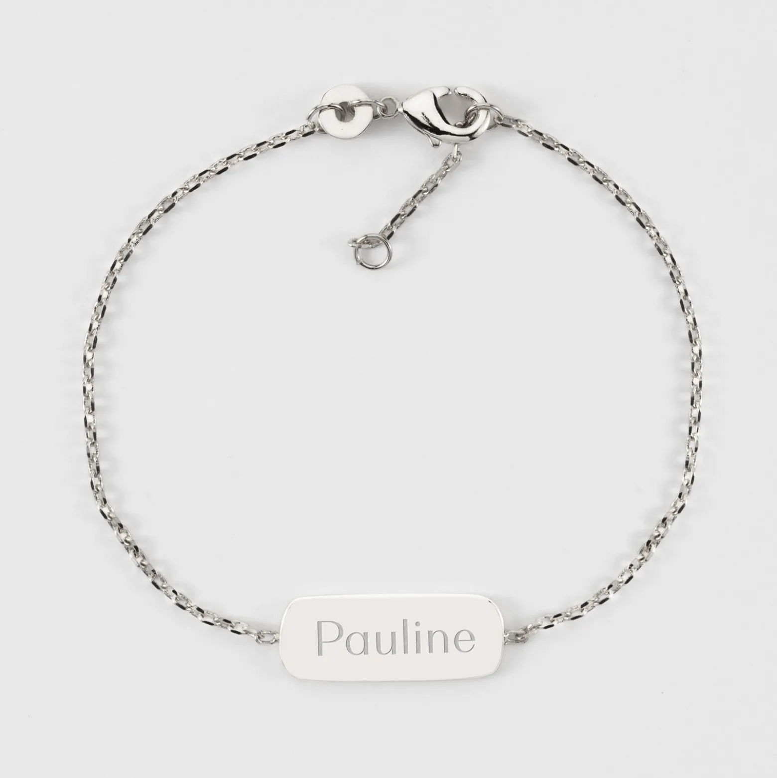 Bracelet chaine enfant personnalisé médaille gravée argent plaque 20x8 mm - Nos petits imparfaits
