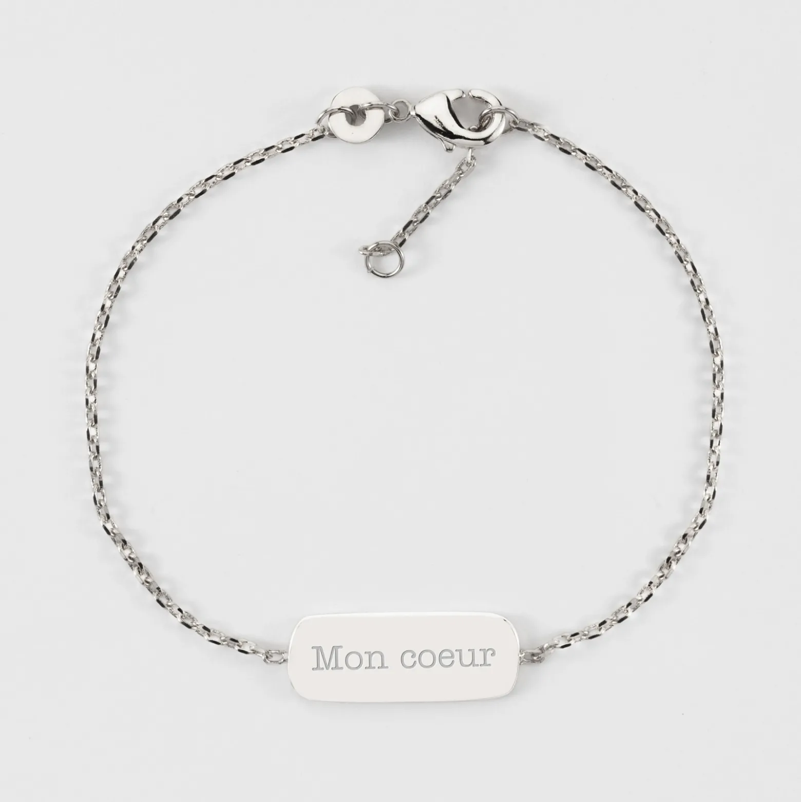 Bracelet chaine enfant personnalisé médaille gravée argent plaque 20x8 mm - Nos petits imparfaits