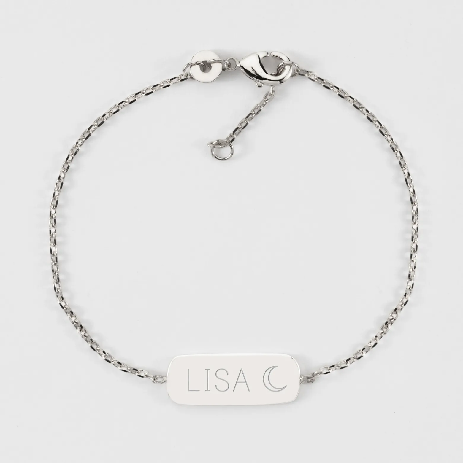Bracelet chaine enfant personnalisé médaille gravée argent plaque 20x8 mm - HappyBulle x Capucine