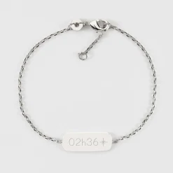 Bracelet chaine enfant personnalisé médaille gravée argent plaque 20x8 mm - HappyBulle x Capucine