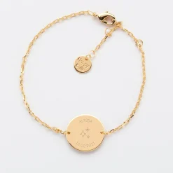 Bracelet chaine enfant personnalisé médaille gravée plaqué or 2 trous 15 mm - HappyBulle x Capucine