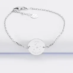 Bracelet chaine enfant personnalisé médaille gravée argent 2 trous 15 mm - HappyBulle x Capucine
