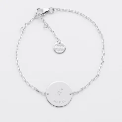 Bracelet chaine enfant personnalisé médaille gravée argent 2 trous 15 mm - HappyBulle x Capucine