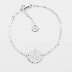 Bracelet chaine Mariée personnalisé médaille gravée argent 2 trous 15 mm