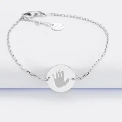 Bracelet chaine personnalisé médaille gravée argent 2 trous 15 mm