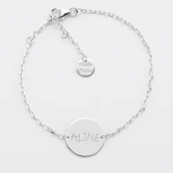 Bracelet chaine personnalisé médaille gravée argent 2 trous 15 mm