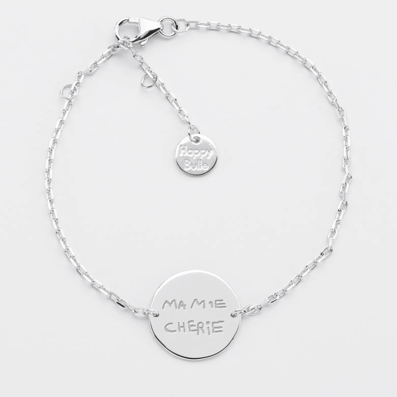 Bracelet chaine personnalisé médaille gravée argent 2 trous 15 mm
