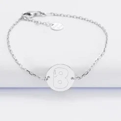 Bracelet chaine personnalisé médaille gravée argent 2 trous 15 mm - HappyBulle x Barbapapa