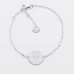 Bracelet chaine personnalisé médaille gravée argent 2 trous 15 mm - HappyBulle x Barbapapa