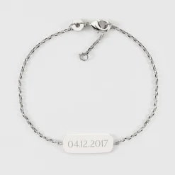 Bracelet chaine personnalisé médaille gravée argent plaque 20x8 mm