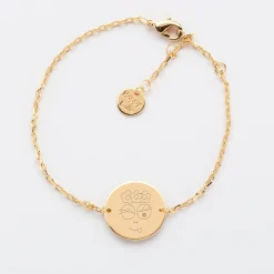 Bracelet chaine personnalisé médaille gravée plaqué or 2 trous 15 mm - HappyBulle x Barbapapa