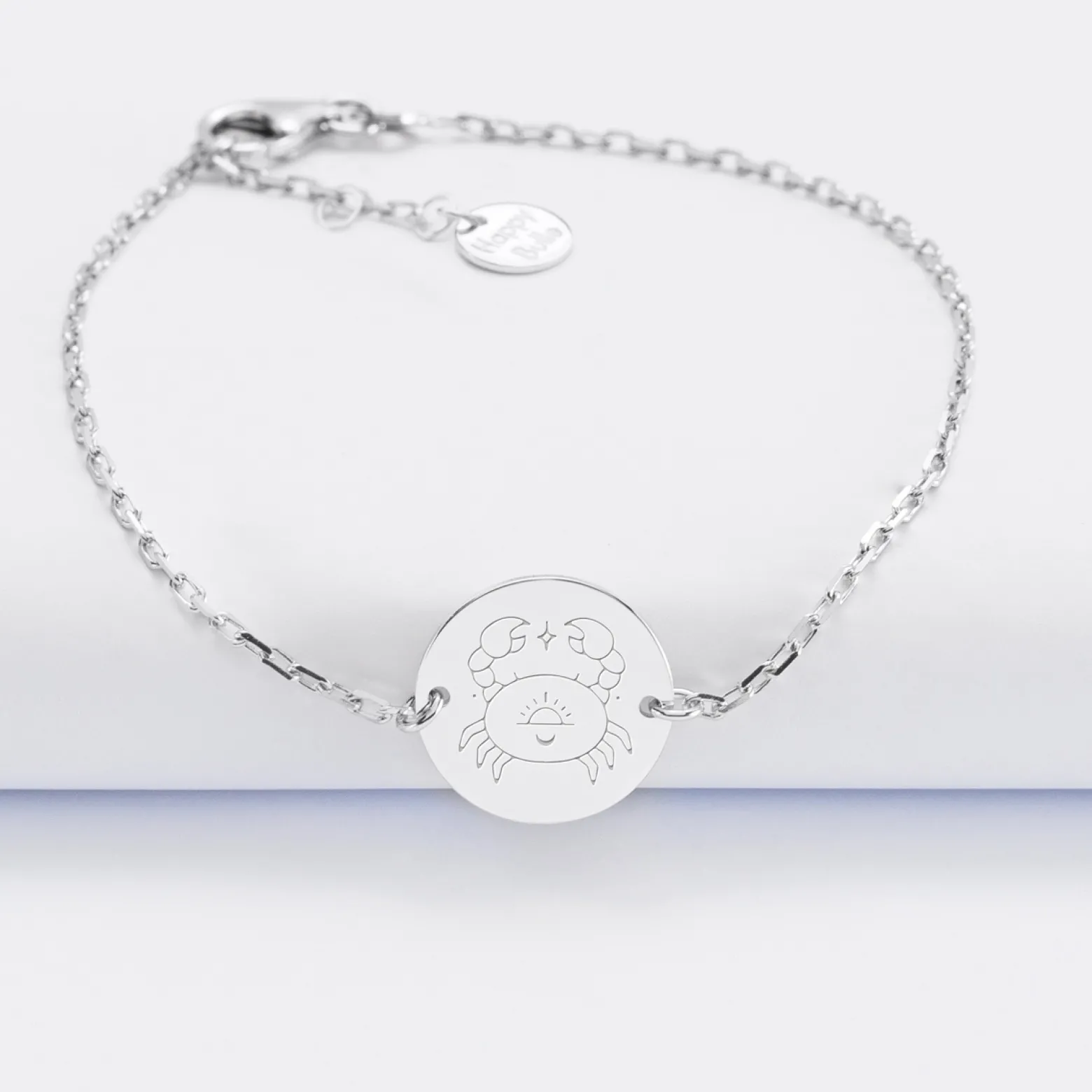 Bracelet chaine personnalisé médaille gravée argent 2 trous 15 mm - Edition spéciale Astro