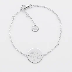 Bracelet chaine personnalisé médaille gravée argent 2 trous 15 mm - Edition spéciale Astro