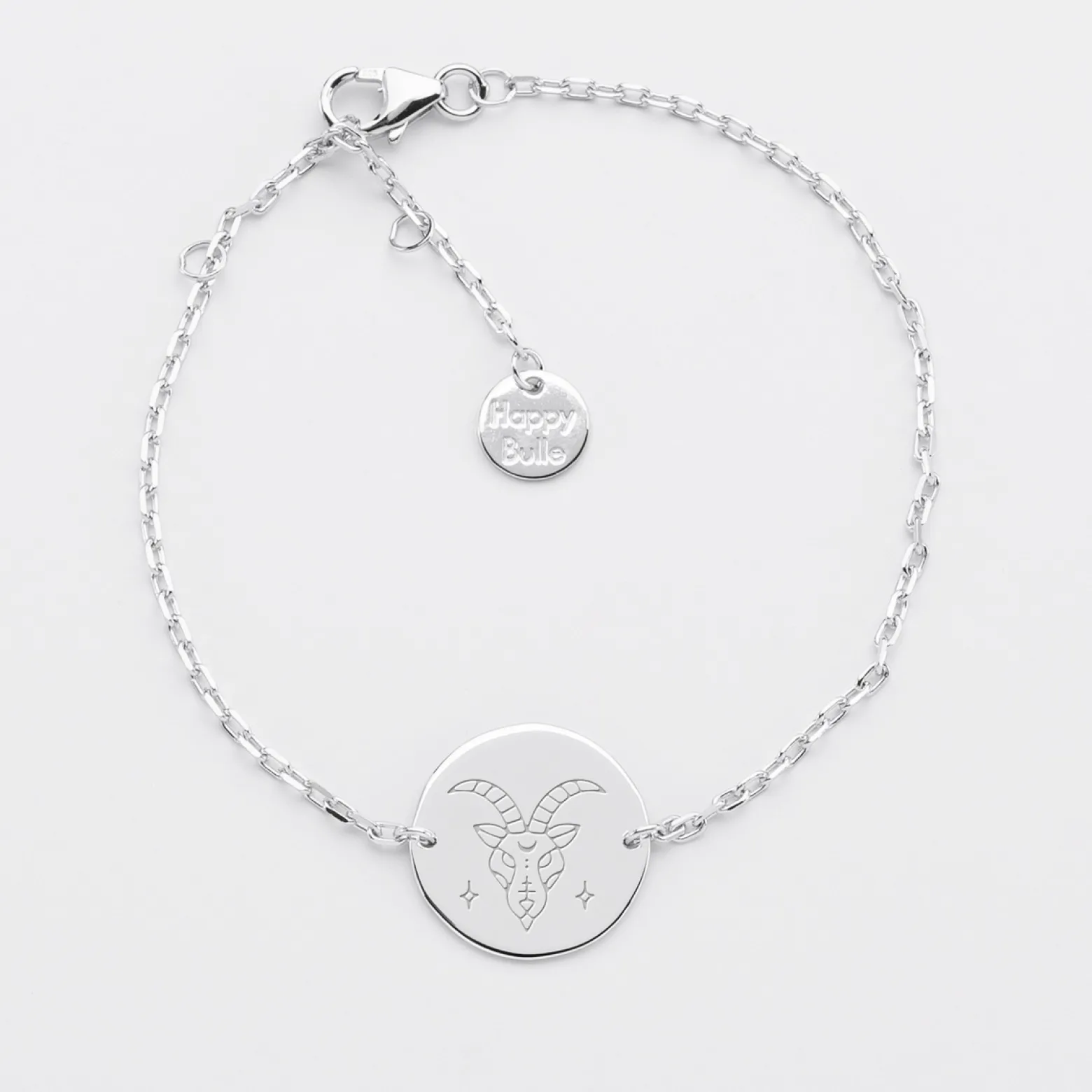 Bracelet chaine personnalisé médaille gravée argent 2 trous 15 mm - Edition spéciale Astro
