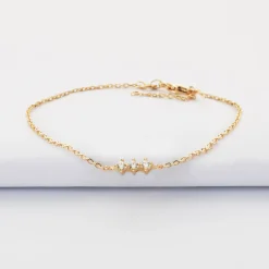 Bracelet chaine trio scintillant plaqué or