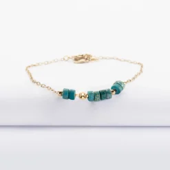 Bracelet chaîne barrette de perles plaqué or