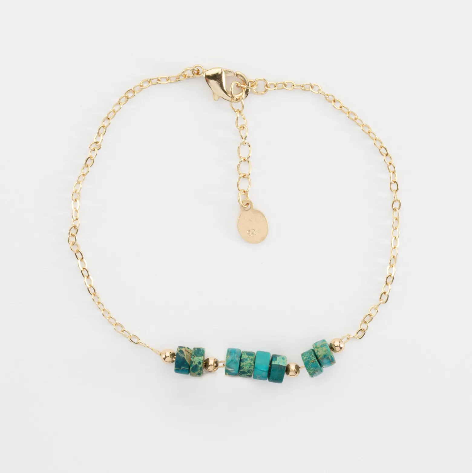 Bracelet chaîne barrette de perles plaqué or